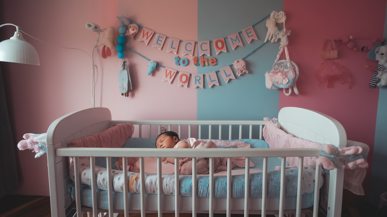 newborn baby sleeping in a crib