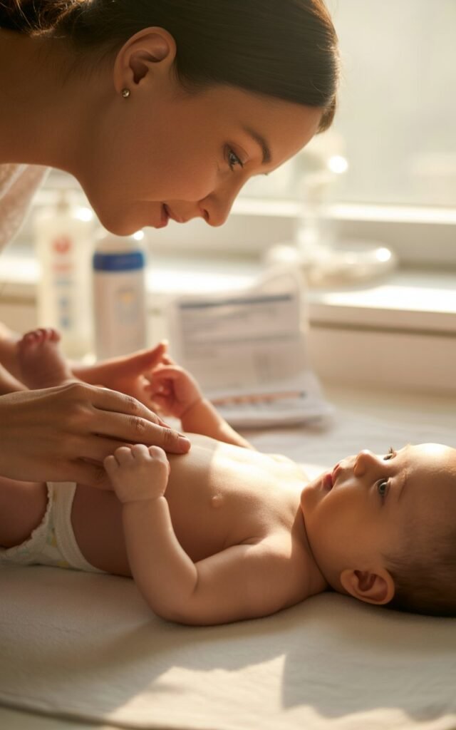 mom Monitoring baby for Skin Conditions and Reactions