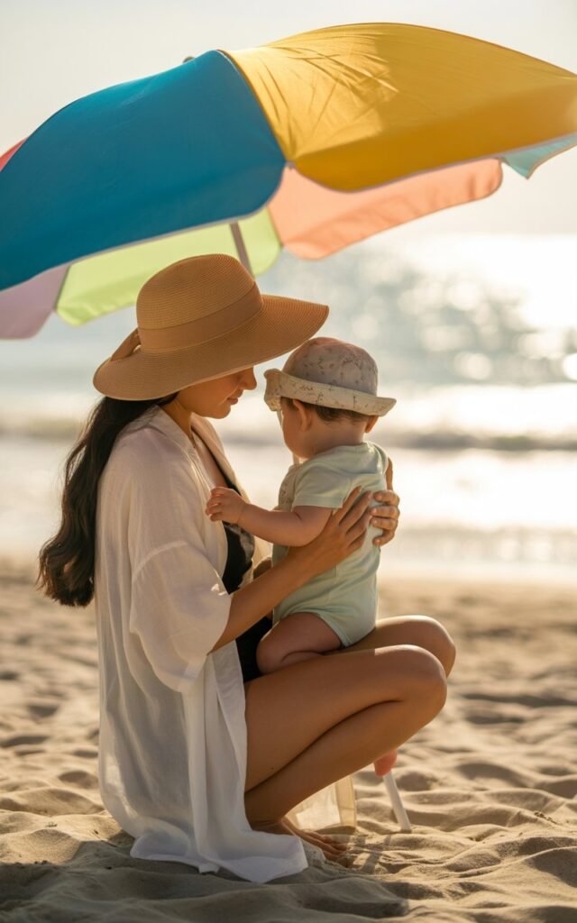 mom Protecting baby from Sun Exposure