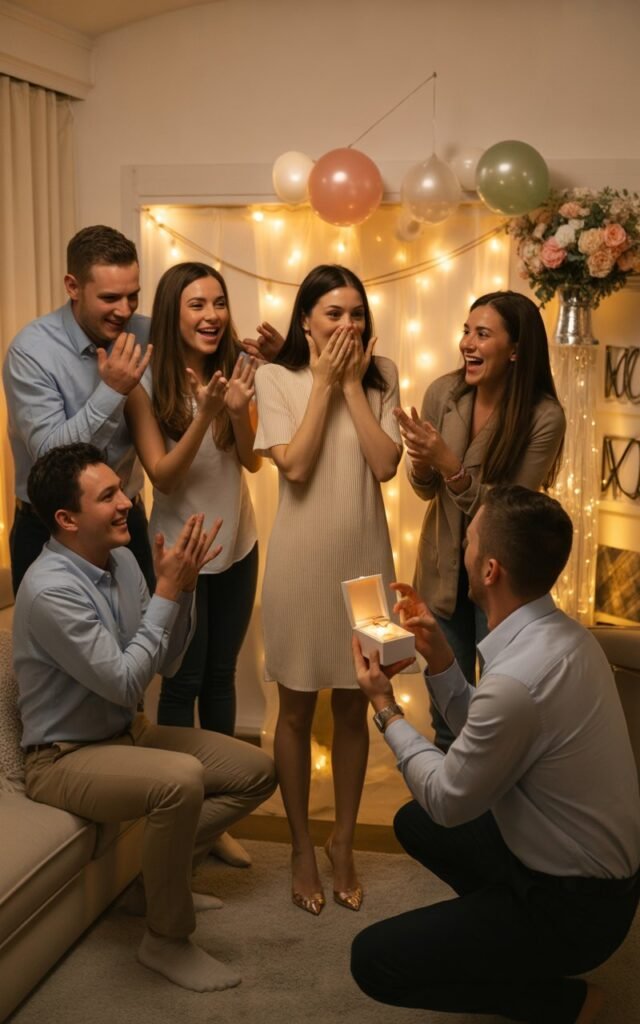 the magical moment of a surprise engagement party proposal