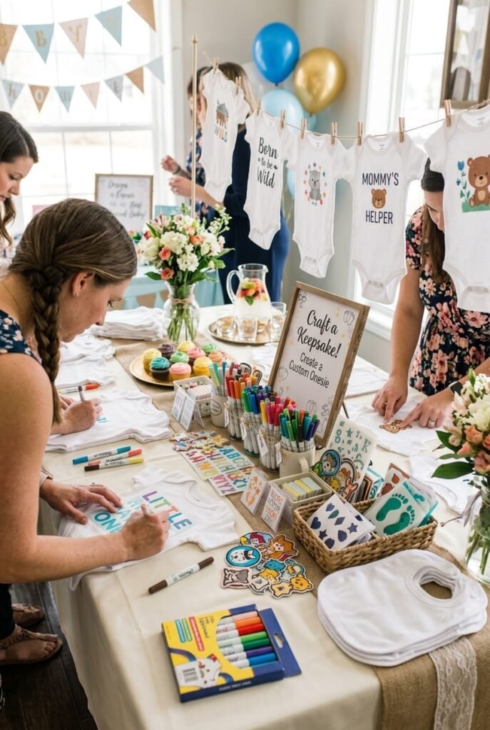 Baby shower craft station setup