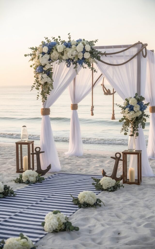 Beach Wedding with Nautical-Themed Decor Elements