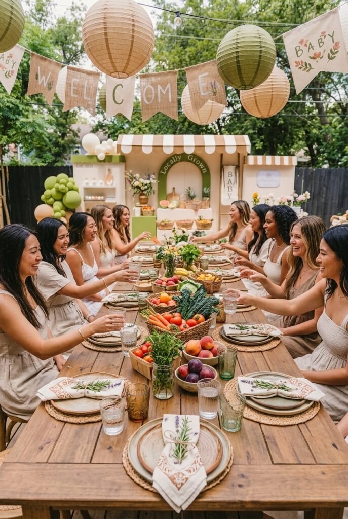 Eco-friendly baby shower setup