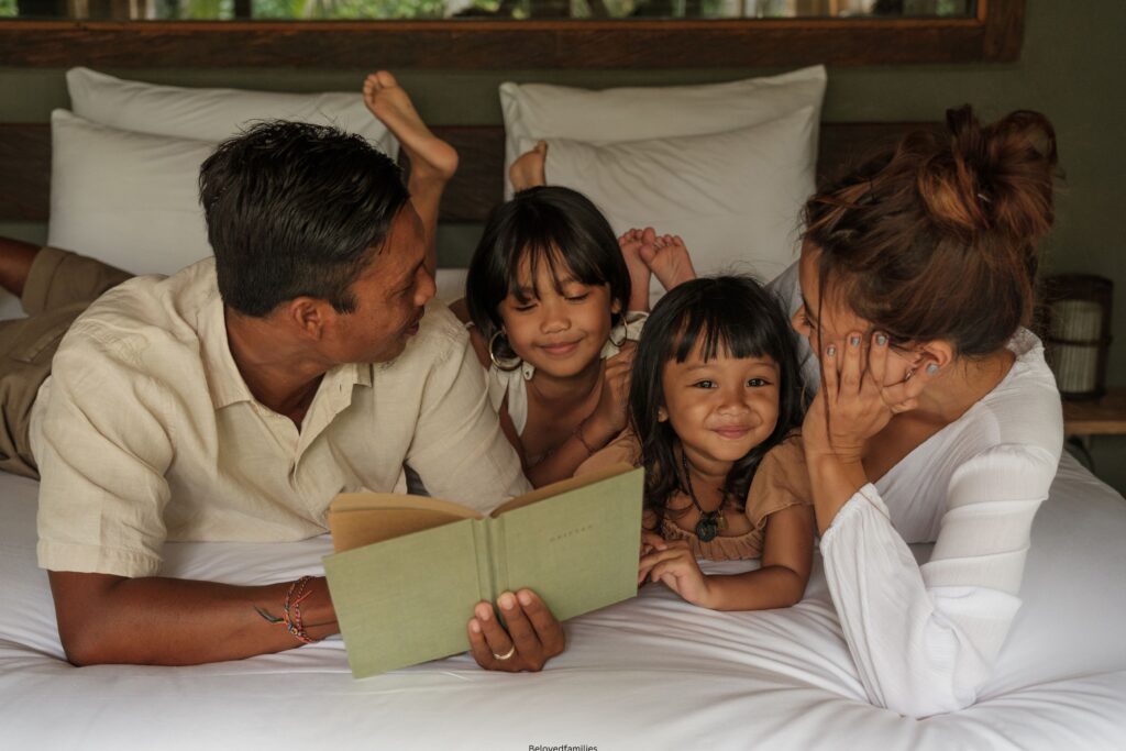 Family Vacation Reading in Bed
