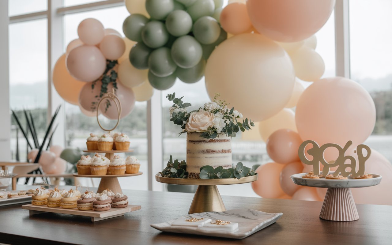 an elegantly styled modern baby shower