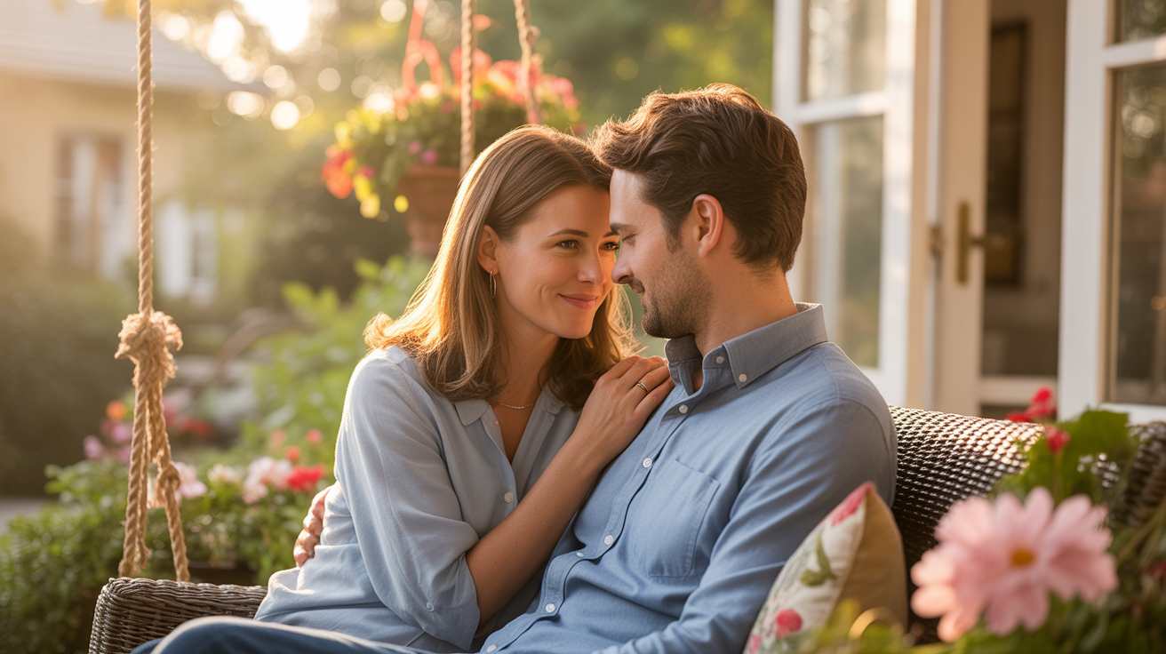 Couple together at home