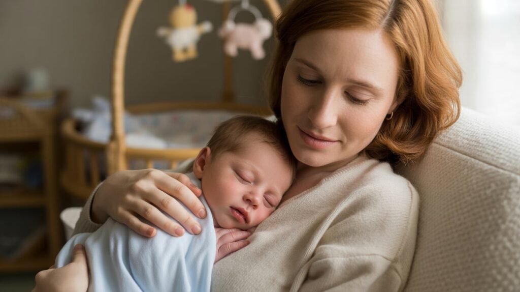 mother with newborn sleeping