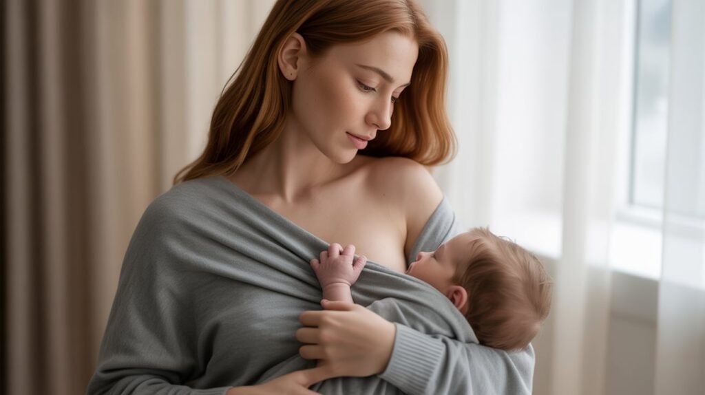 mom breastfeeding newborn