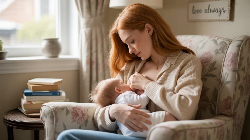 woman breastfeeding baby