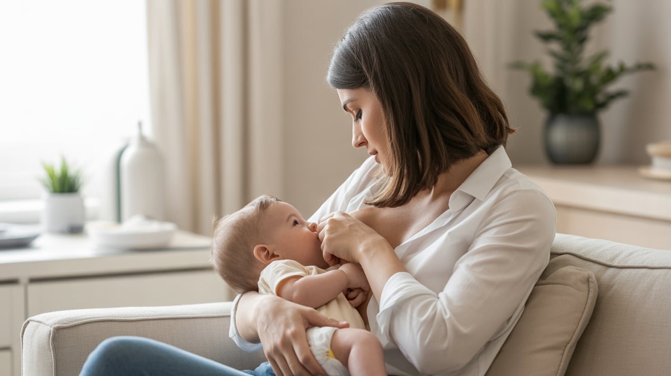 Woman breastfeeding baby
