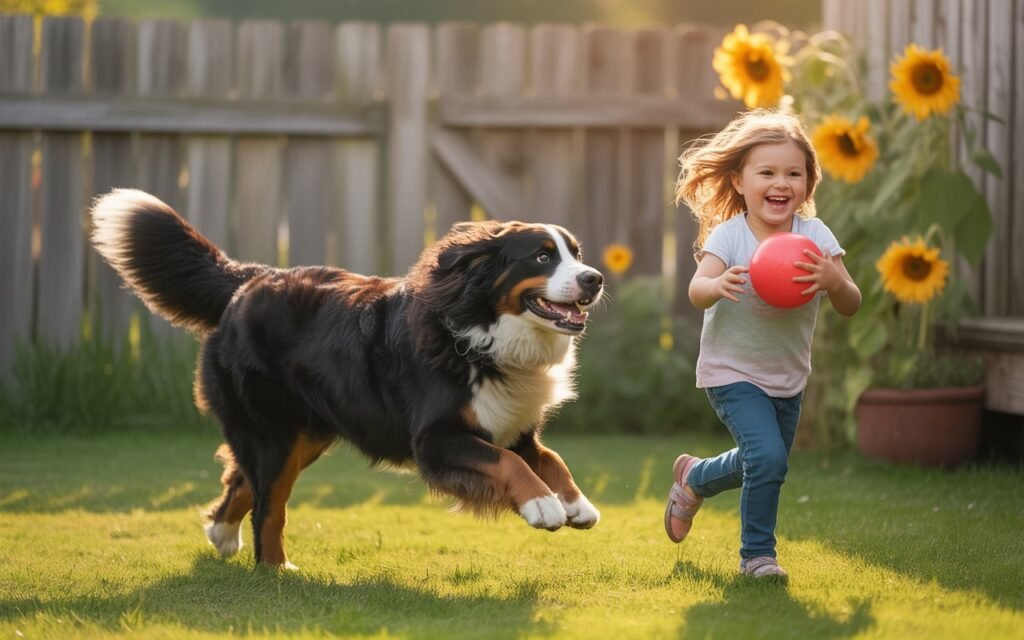 Guard Dog Bree playing with family