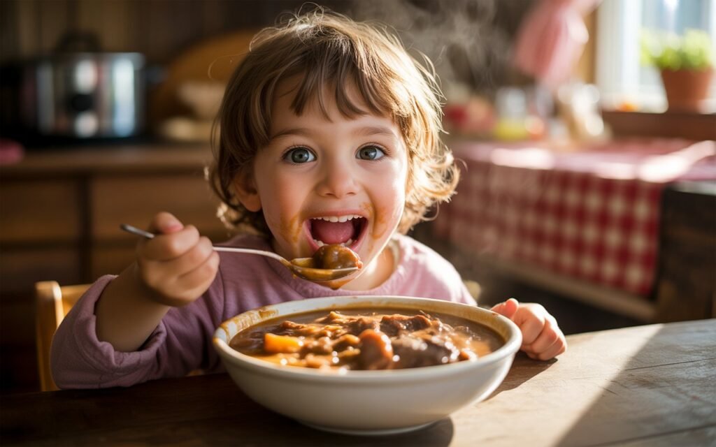 Child eating Slow Cooker Meal
