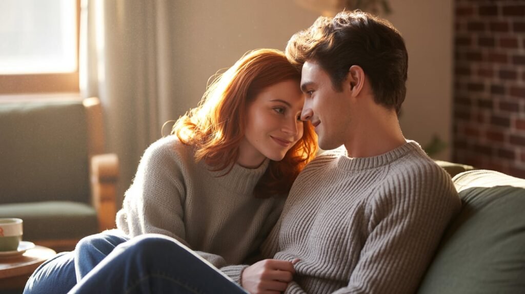 Couple together at home