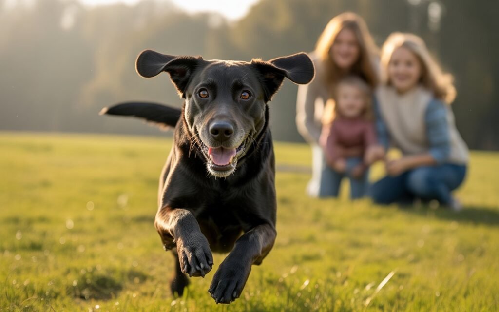 exotic Dog Breed playing with family 