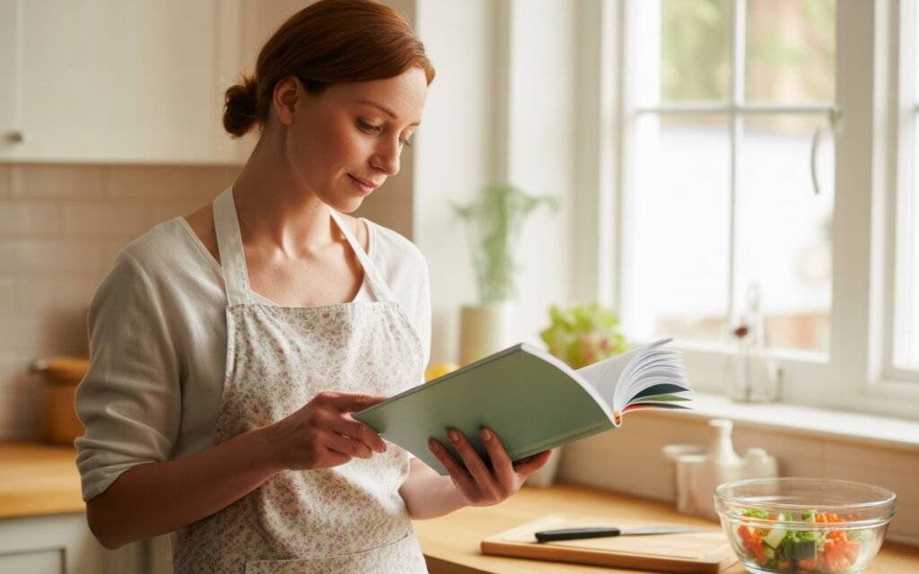 mother planning meal for family  at home