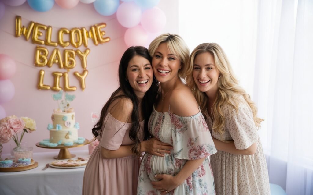 women in Baby Shower with decoration