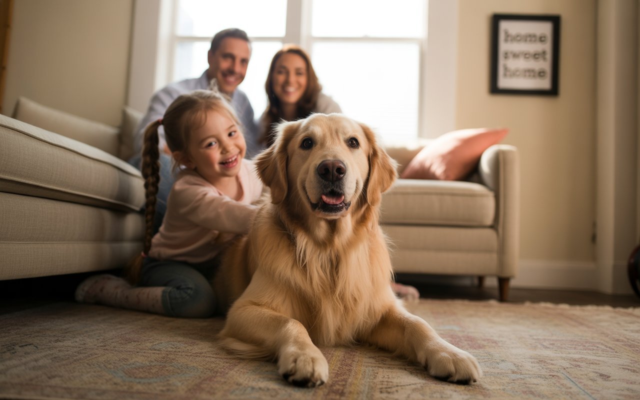 Dog in an apartment with family