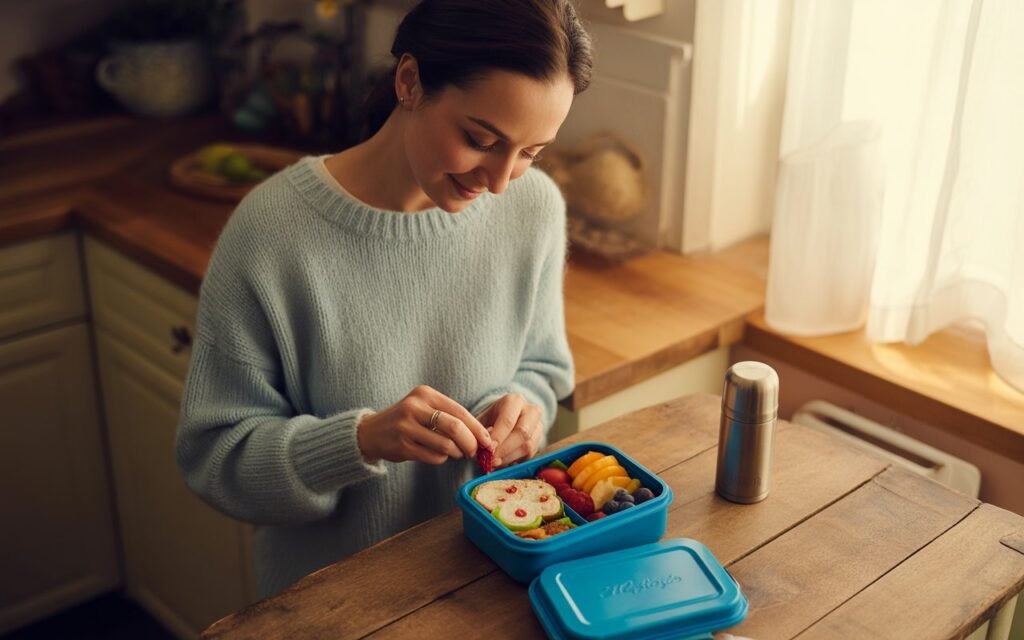 mother packing Lunchbox for child going to school