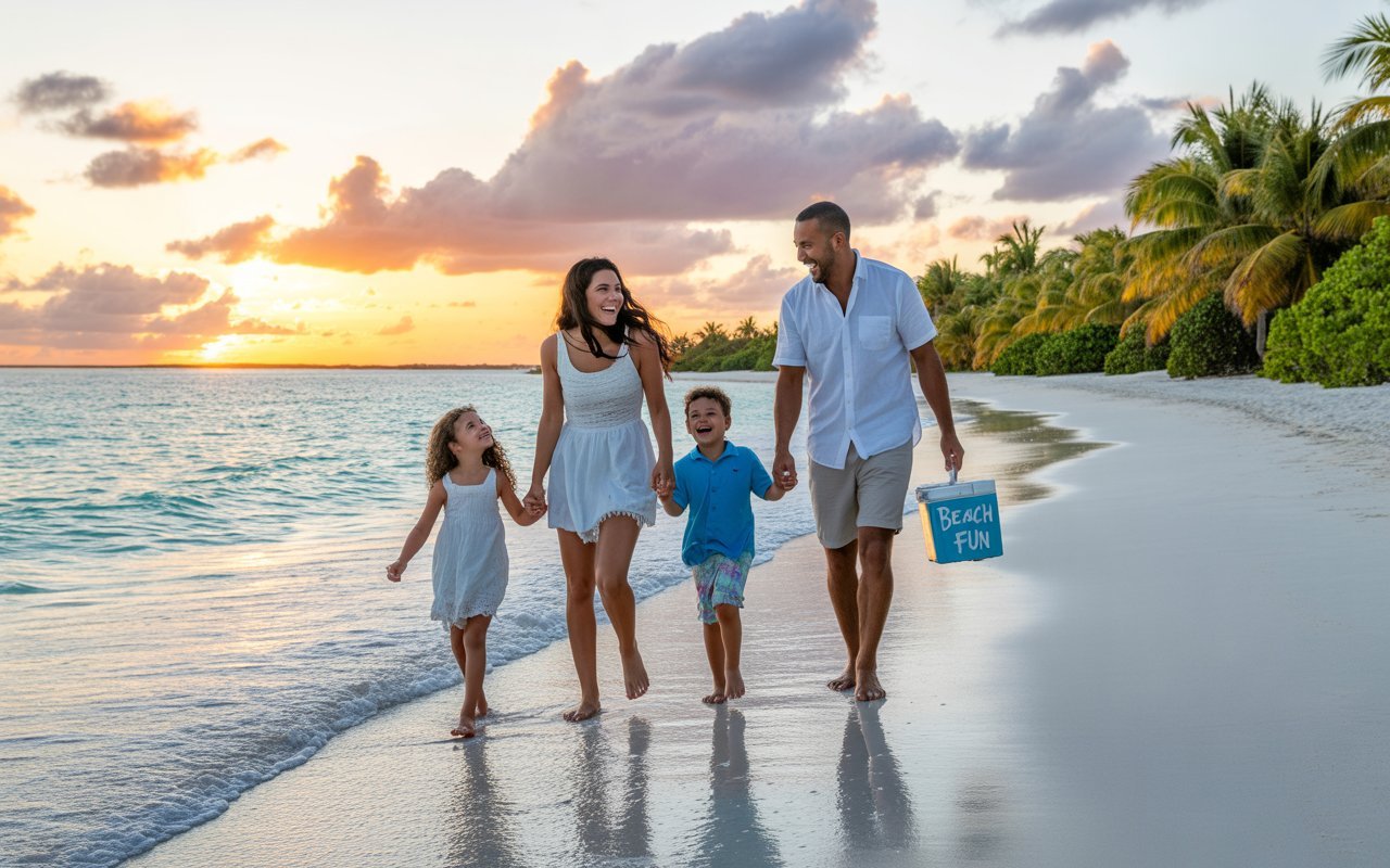 Family taking vacations in the Caribbean