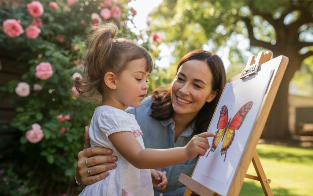Outdoor Homeschooling with mom and kid at home