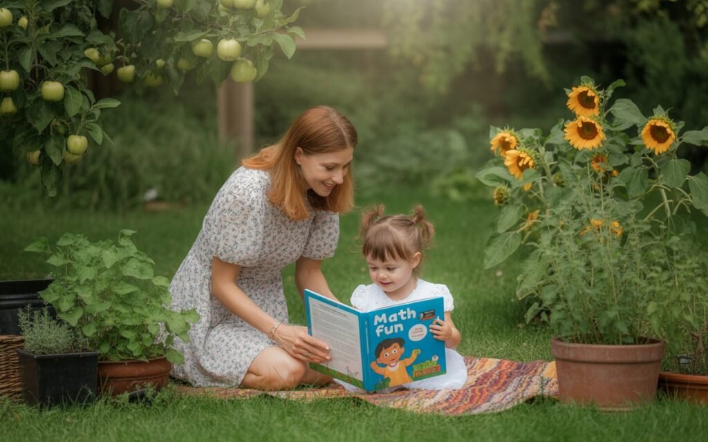 Outdoor Homeschooling with mom and kid at home