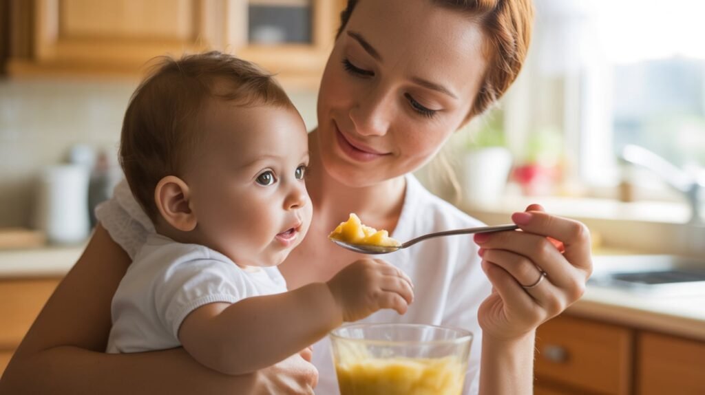 mother feeding baby