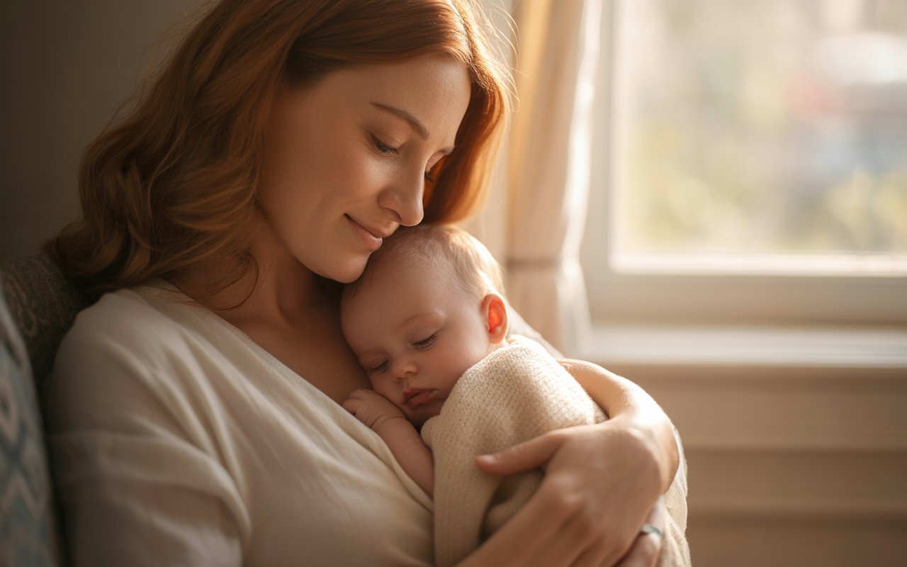 mother with baby sleeping