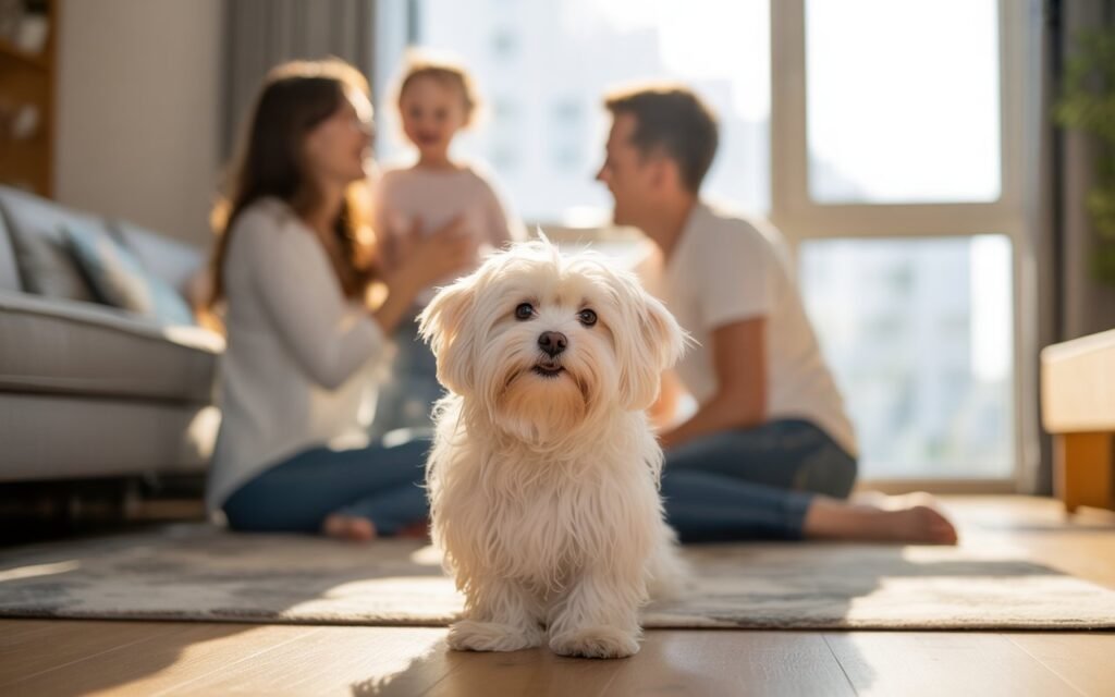 small Dog in an apartment with family