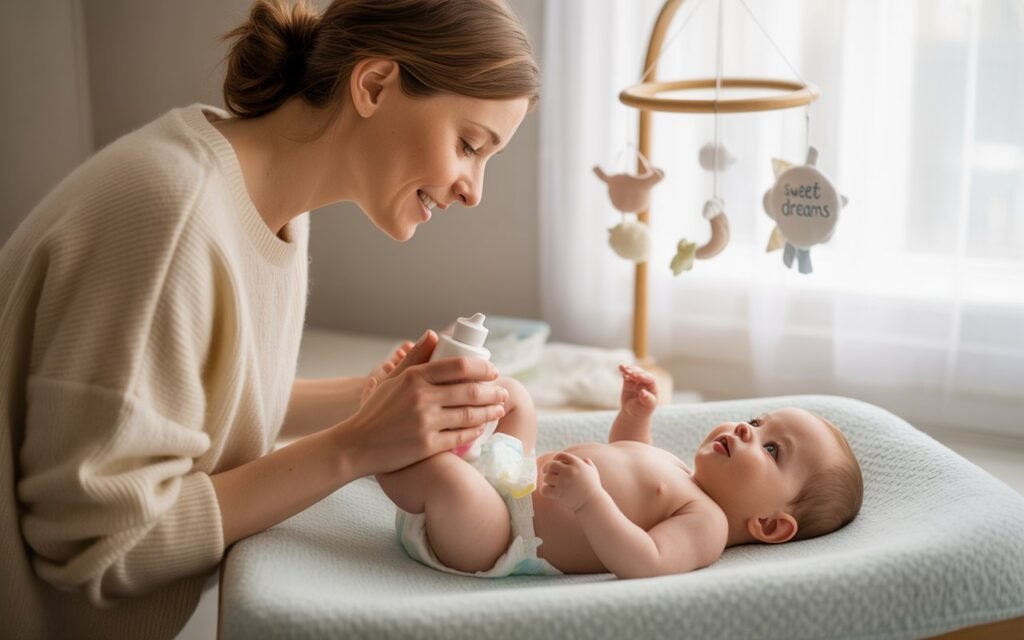 mother Applying Diaper Cream to baby