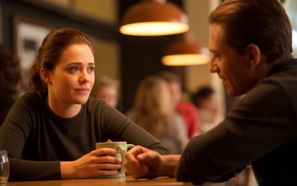 woman dating a man and noticing that He keeps with Surface-Level Conversations Only