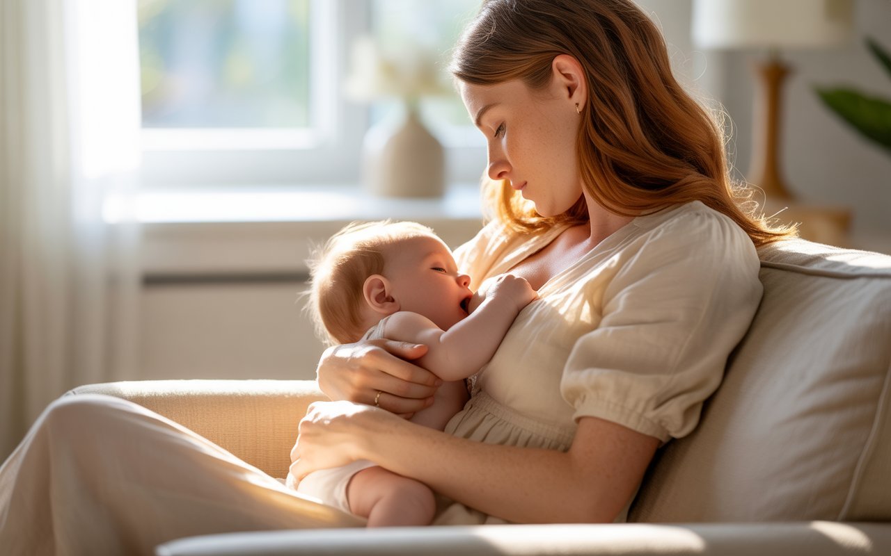 mom breastfeeding baby