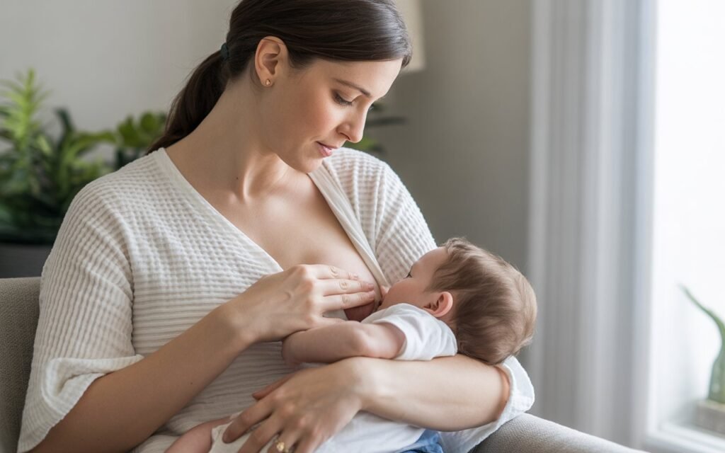 mom breastfeeding baby
