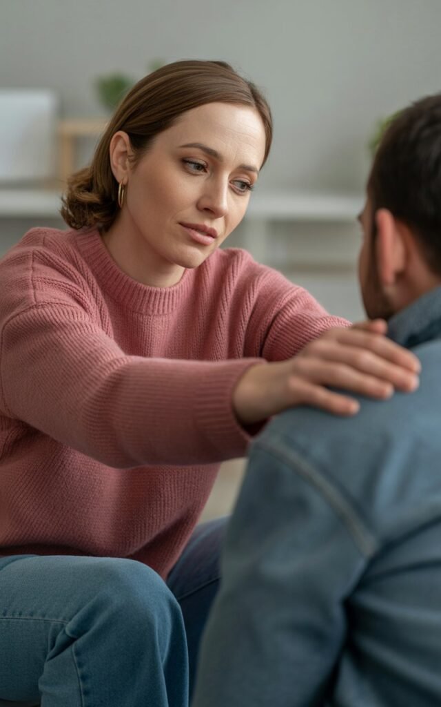 Woman showing genuine kindness and compassion