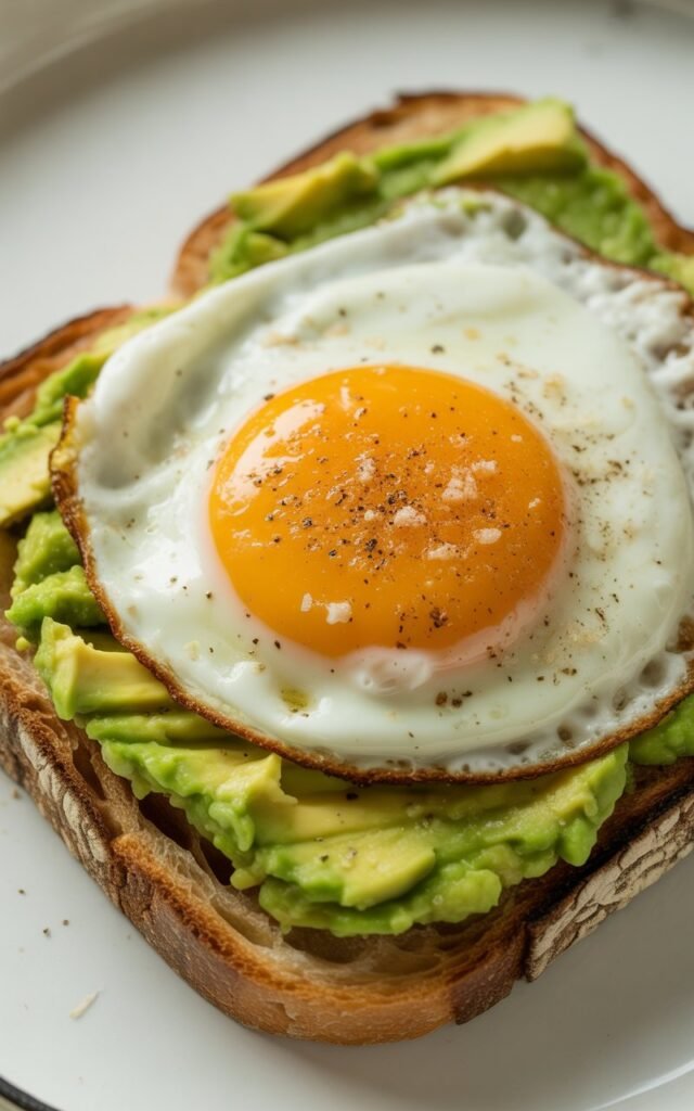 Avocado Toast with an Egg full closeup