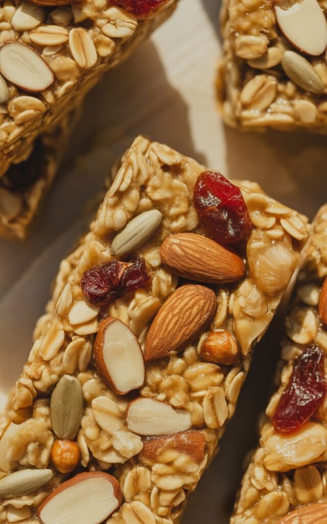 Homemade Granola Bars full closeup
