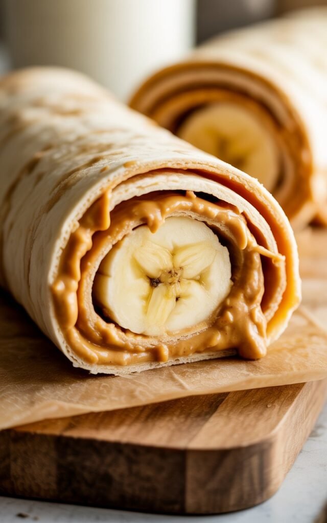 Peanut Butter Banana Roll-Up full closeup